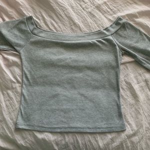 grey off the shoulder top